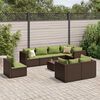 vidaXL 9 Piece Garden Lounge Set with Cushions Brown Poly Rattan