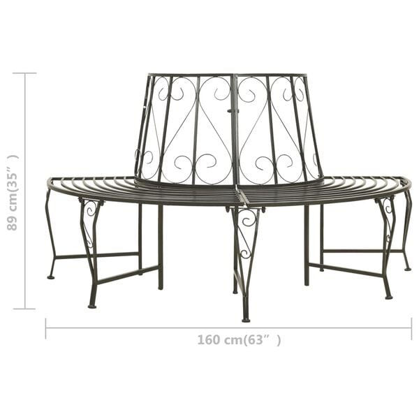 vidaXL Garden Half Round Tree Bench 160 cm Steel