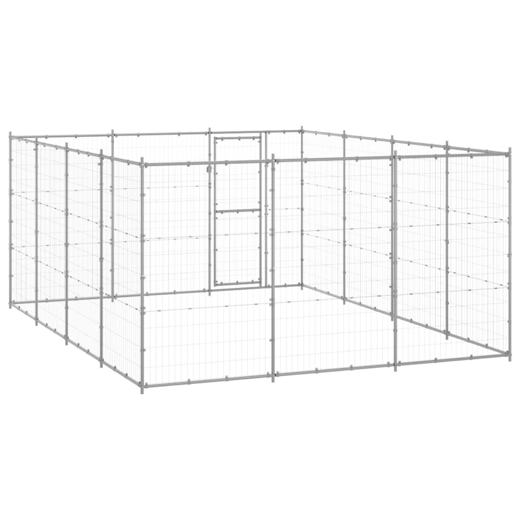 vidaXL Outdoor Dog Kennel Galvanised Steel 14.52 m²
