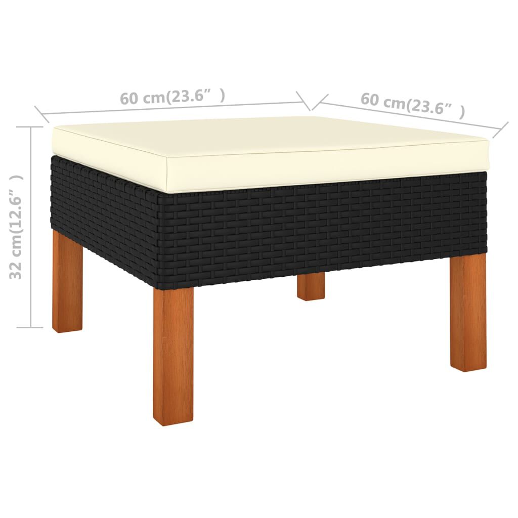 vidaXL 6 Piece Garden Lounge Set Poly Rattan and Eucalyptus Wood Black