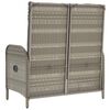 vidaXL Reclining Garden Bench with Cushions 107 cm Poly Rattan Grey