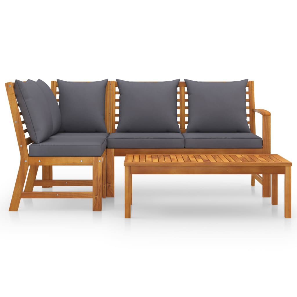 vidaXL 4 Piece Garden Lounge Set with Cushion Solid Acacia Wood