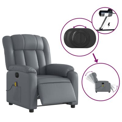 vidaXL Electric Massage Recliner Chair Grey Faux Leather