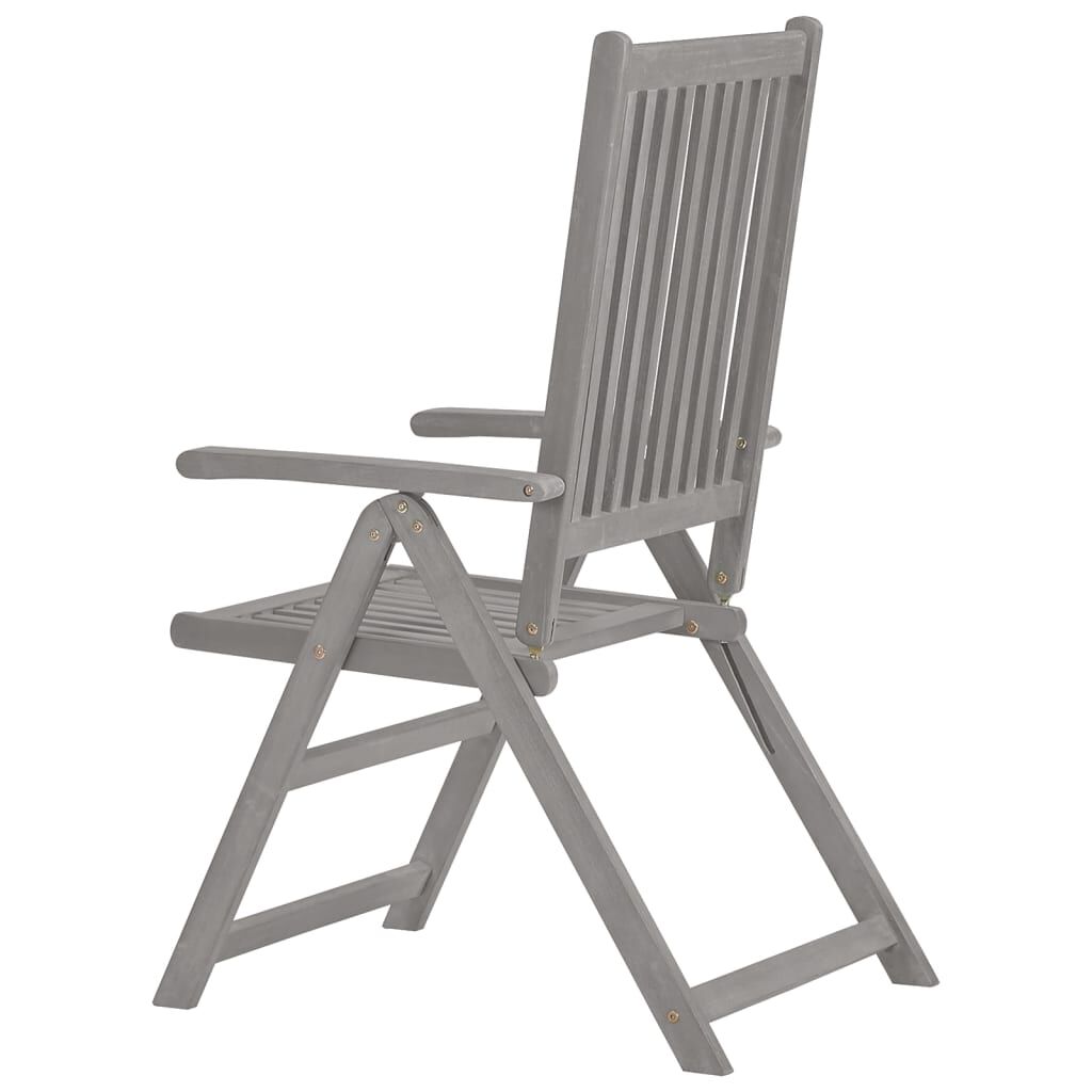 vidaXL Garden Reclining Chairs with Cushions 8 pcs Grey Wood Acacia