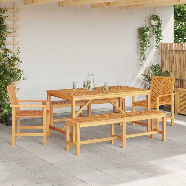 vidaXL 5 Piece Garden Dining Set Solid Wood Acacia