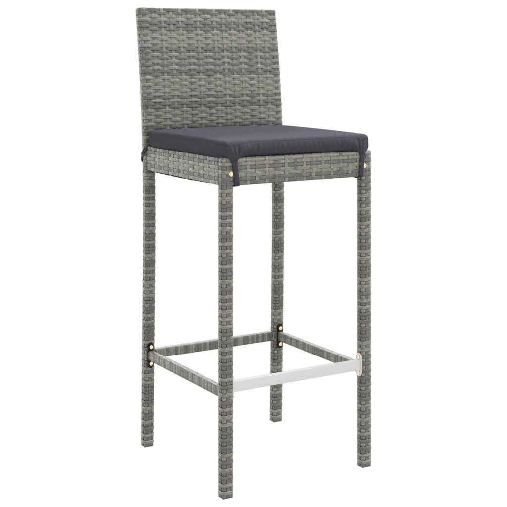 vidaXL 7 Piece Garden Bar Set with Cushions Grey Poly Rattan