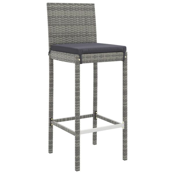vidaXL 7 Piece Garden Bar Set with Cushions Grey Poly Rattan