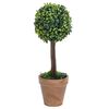vidaXL Artificial Boxwood Plants 2 pcs with Pots Ball Shaped Green 33 cm