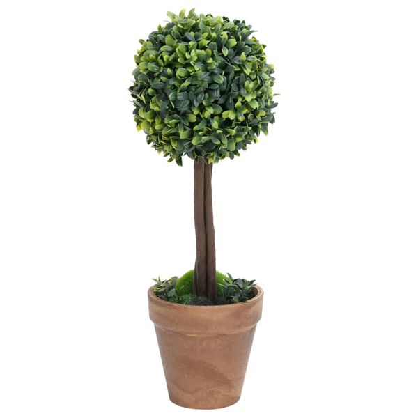vidaXL Artificial Boxwood Plants 2 pcs with Pots Ball Shaped Green 33 cm
