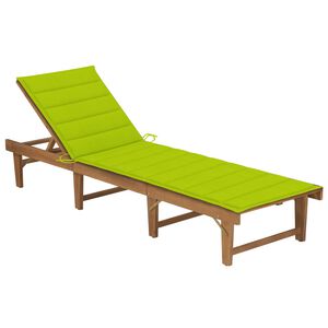 vidaXL Folding Sun Lounger with Cushion Solid Acacia Wood