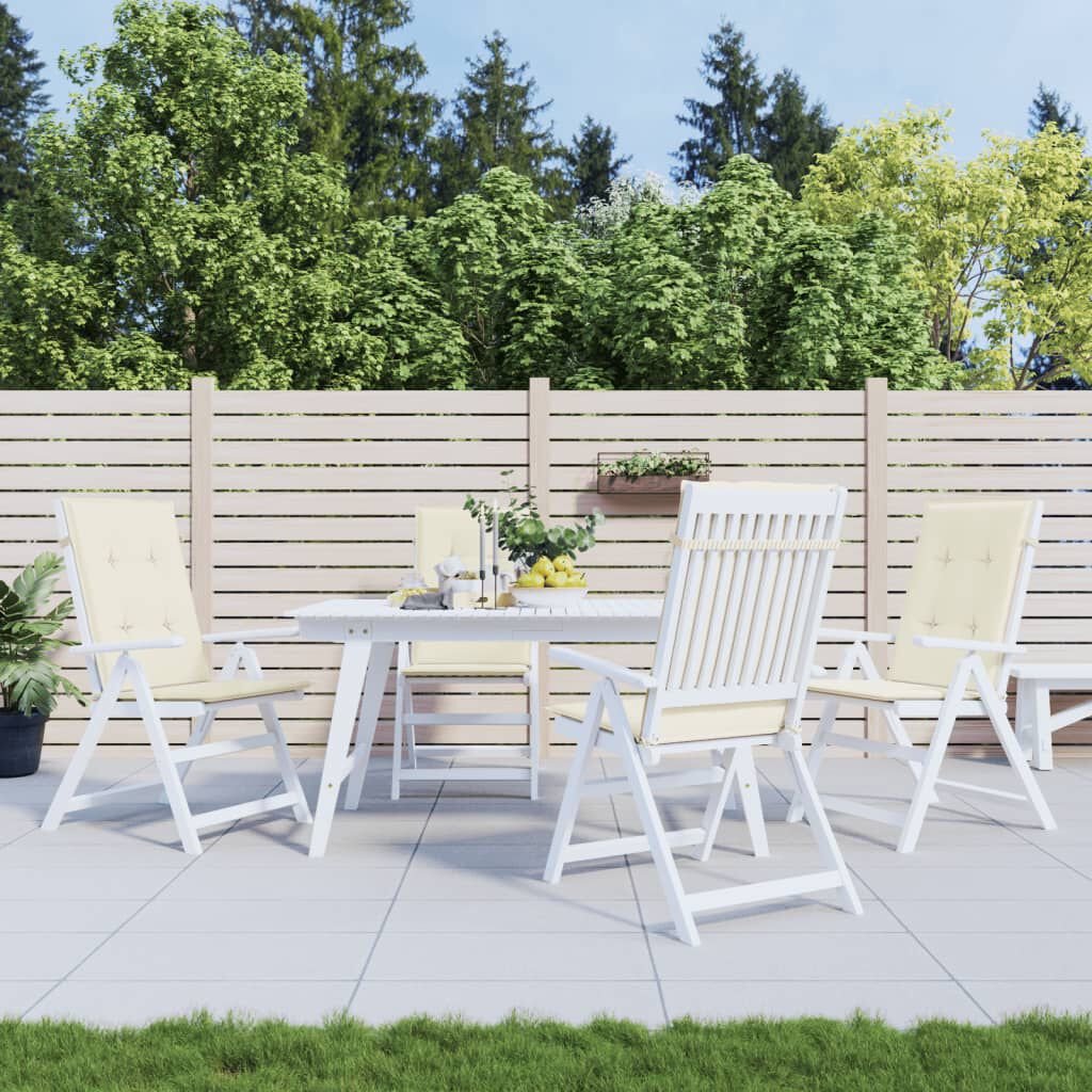 vidaXL Garden Highback Chair Cushions 4 pcs Cream 120x50x3 cm Fabric