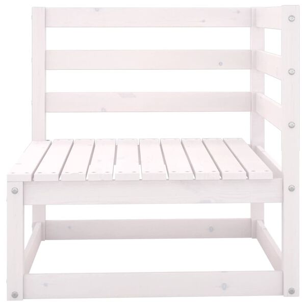 vidaXL Garden 2-Seater Sofa with Cushions White Solid Pinewood