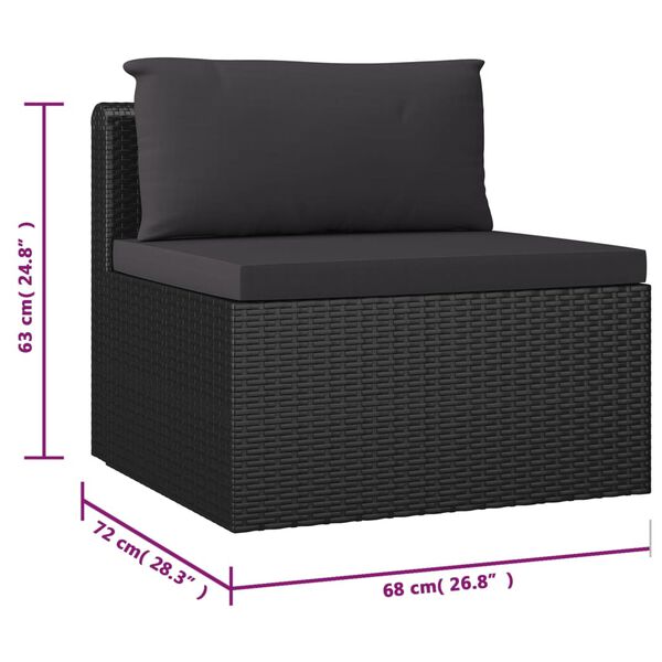 vidaXL 9 Piece Garden Lounge Set with Cushions Poly Rattan Black