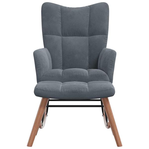 vidaXL Rocking Chair with a Stool Dark Grey Velvet