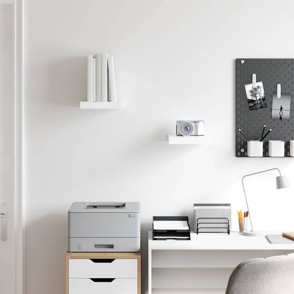 vidaXL Floating Wall Shelves 2 pcs High Gloss White 23x23.5x3.8 cm MDF