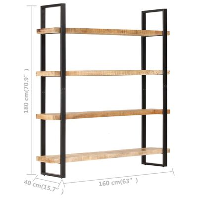 vidaXL 4-Tier Bookcase 160x40x180 cm Rough Mango Wood