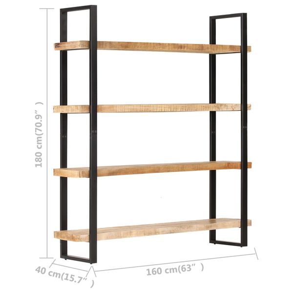 vidaXL 4-Tier Bookcase 160x40x180 cm Rough Mango Wood