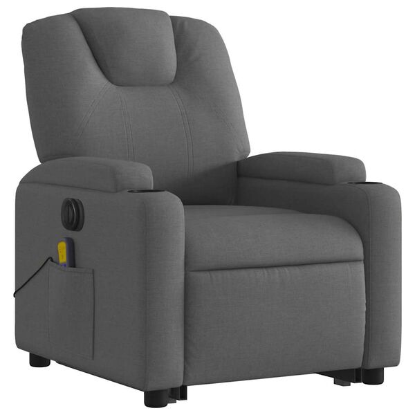 vidaXL Electric Stand up Massage Recliner Chair Dark Grey Fabric