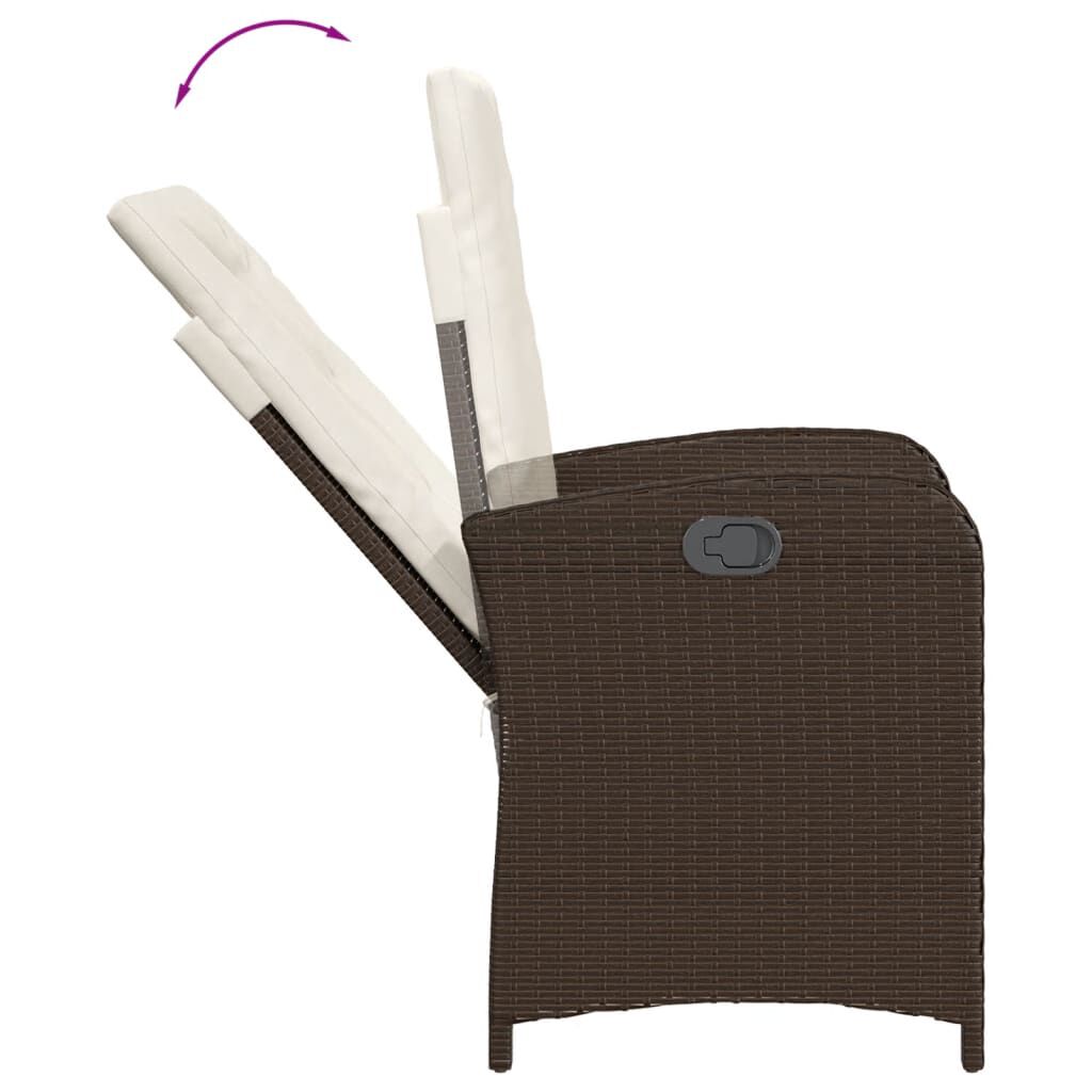 vidaXL 7 Piece Garden Dining Set with Cushions Brown Poly Rattan