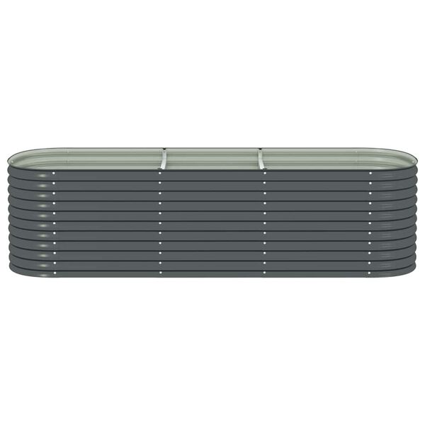 vidaXL Garden Raised Bed 320x80x81 cm Galvanised Steel Grey