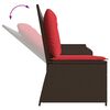 vidaXL Reclining Garden Bench with Cushions Brown Poly Rattan