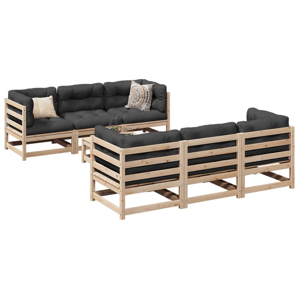 vidaXL 7 Piece Garden Sofa Set with Cushions Solid Wood Pine