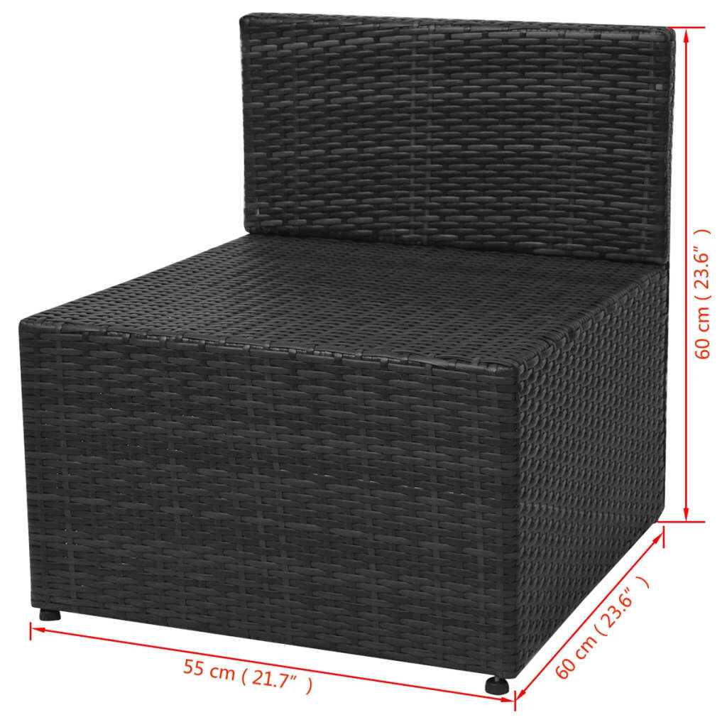 vidaXL 5 Piece Garden Lounge Set with Cushions Poly Rattan Black