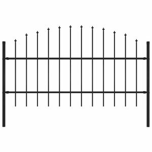 vidaXL Garden Fence with Spear Top Steel 181x100 cm Black
