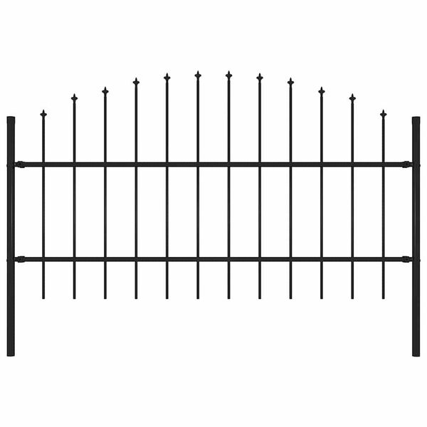 vidaXL Garden Fence with Spear Top Steel 181x100 cm Black