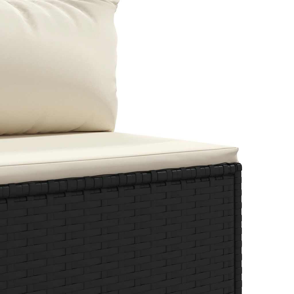 vidaXL 5 Piece Garden Lounge Set with Cushions Black Poly Rattan