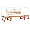 vidaXL Garden Bench with Cushions 2-in-1 190 cm Solid Acacia Wood