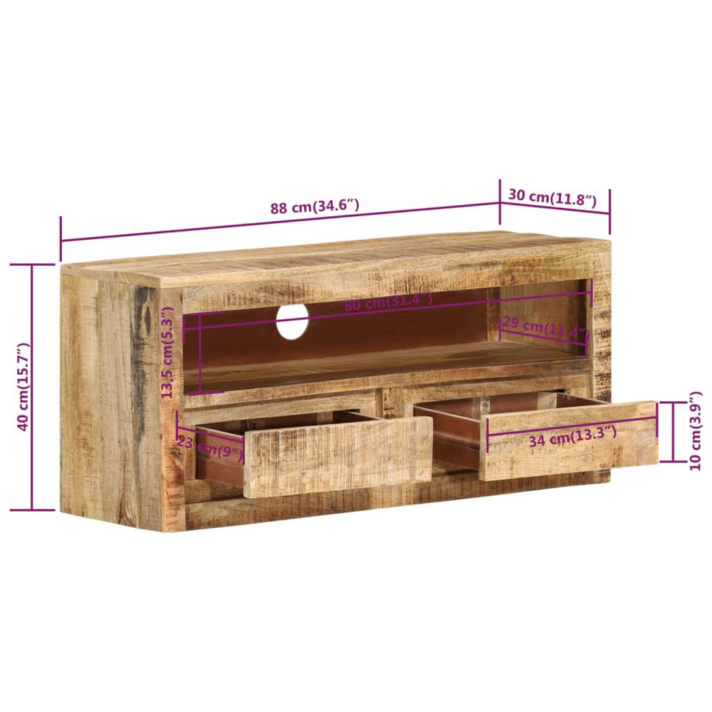 vidaXL TV Cabinets 2 pcs 88x30x40 cm Solid Wood Mango