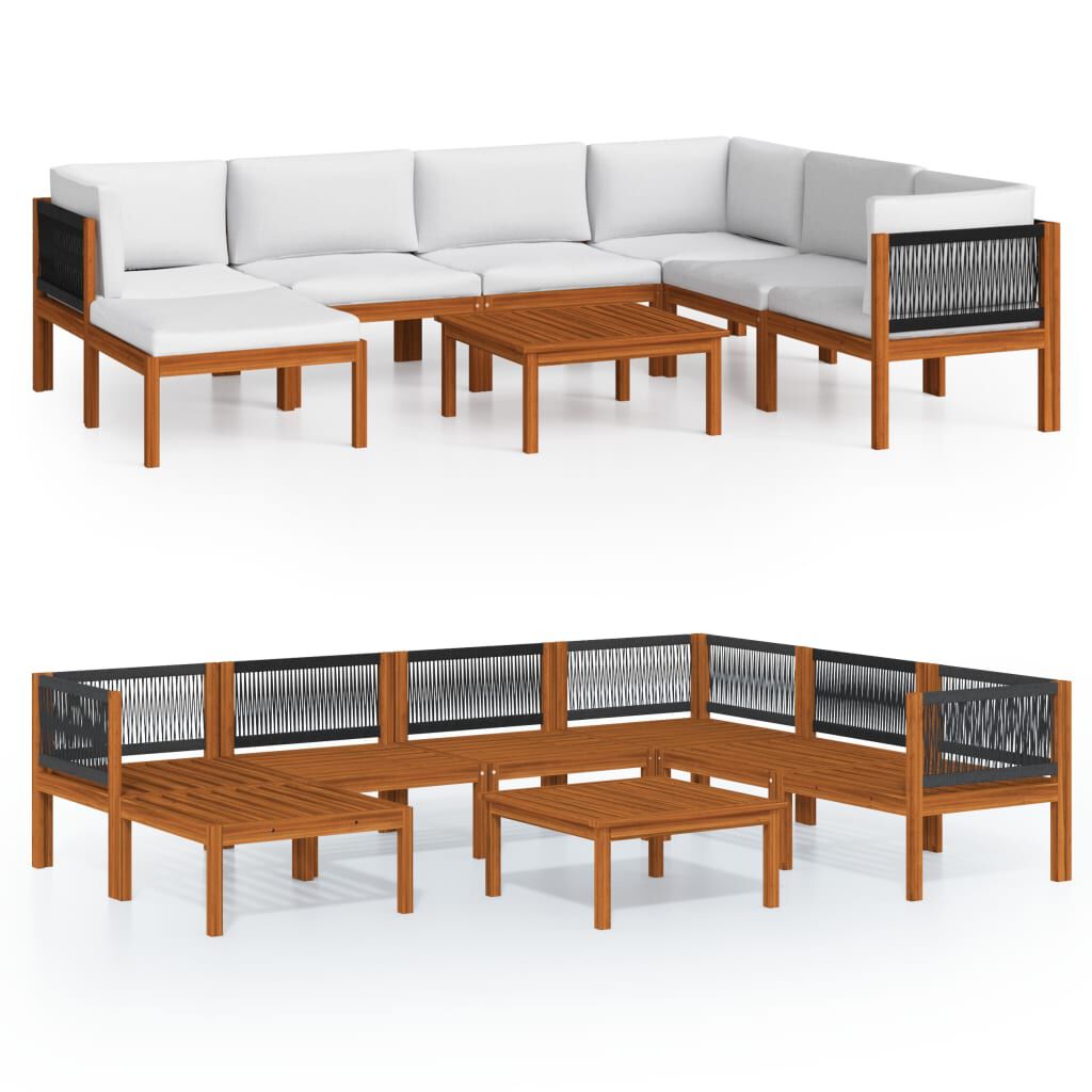 vidaXL 8 Piece Garden Lounge Set with Cushions Cream Solid Acacia Wood