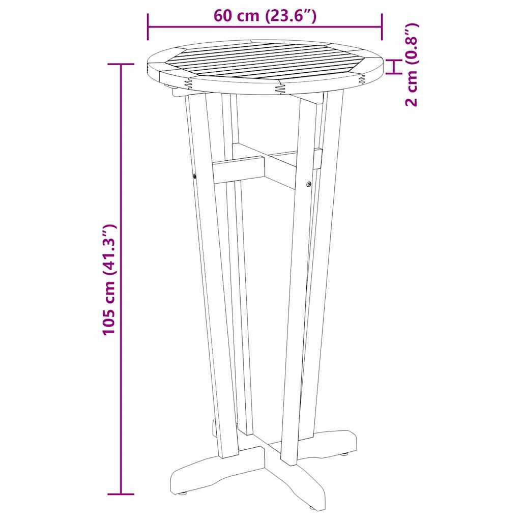 vidaXL Garden Bar Table Ø60x105 cm Solid Wood Acacia
