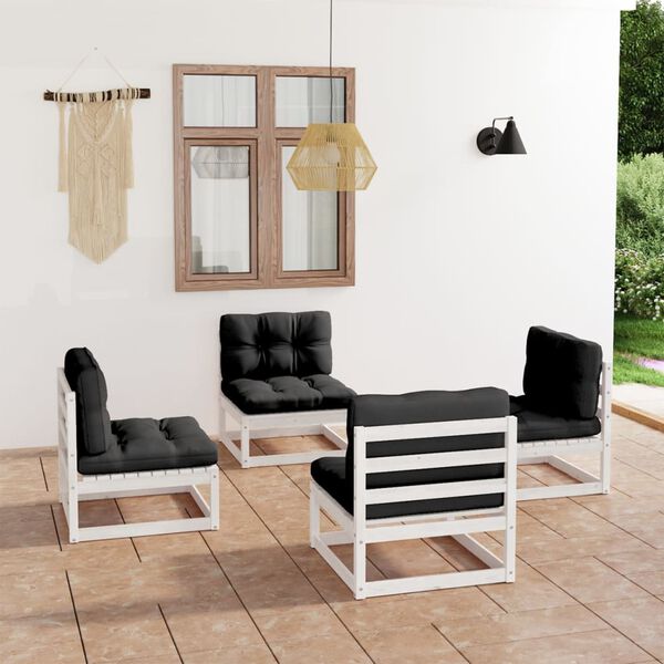 vidaXL 4 Piece Garden Lounge Set with Cushions Solid Pinewood