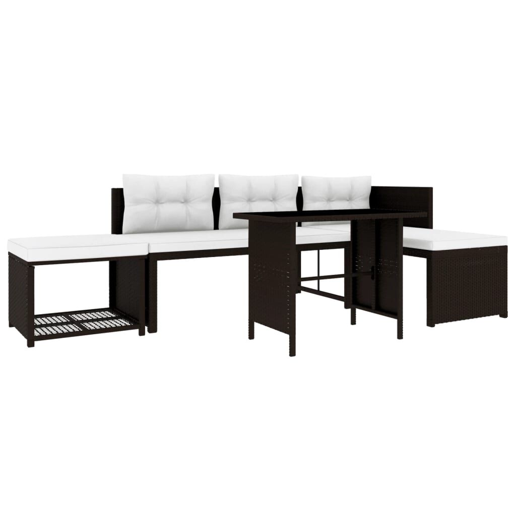 vidaXL 4 Piece Garden Lounge Set Poly Rattan Brown