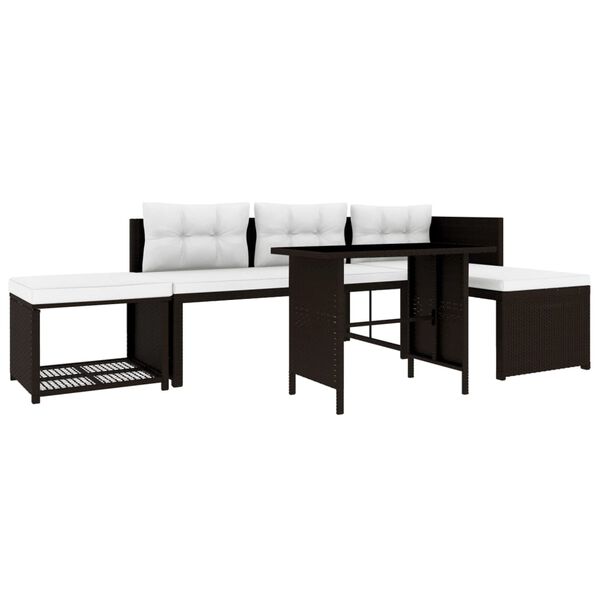 vidaXL 4 Piece Garden Lounge Set Poly Rattan Brown