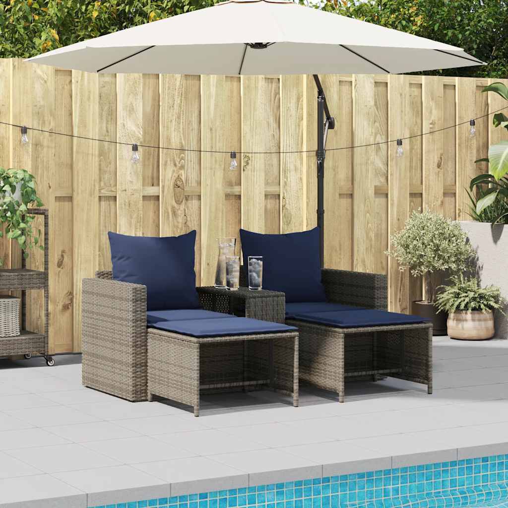vidaXL 5 Piece Garden Sofa Set with Cushions Stackable Grey Poly Rattan