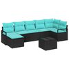 vidaXL Sofa Set with Cushion 8 pcs Black Poly Rattan