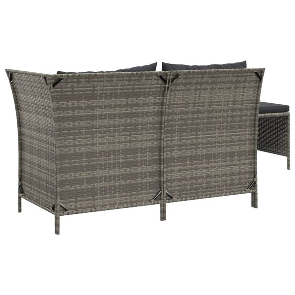 vidaXL 3 Piece Garden Lounge Set with Cushions Grey Poly Rattan