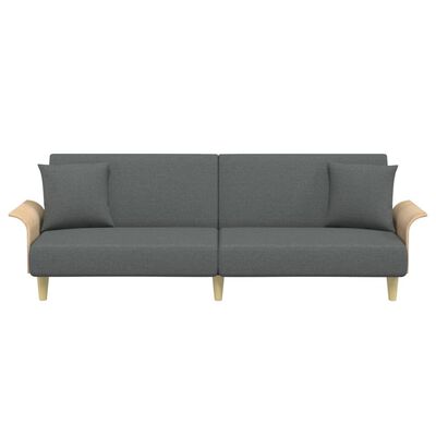 vidaXL Sofa Bed with Armrests Dark Grey Fabric