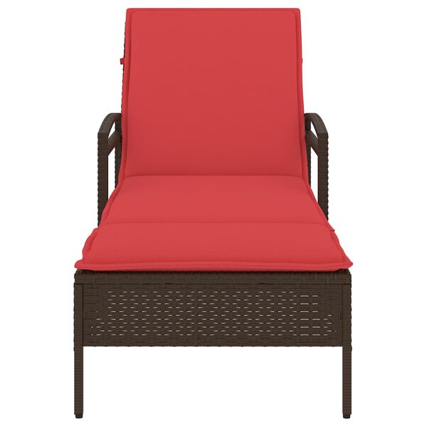 vidaXL Sun Lounger Reclining Brown 63 x 200 x 81 cm Poly Rattan