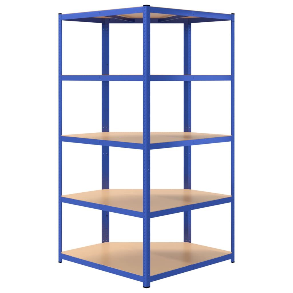 vidaXL 5-Layer Corner Shelf Blue Steel&Engineered Wood