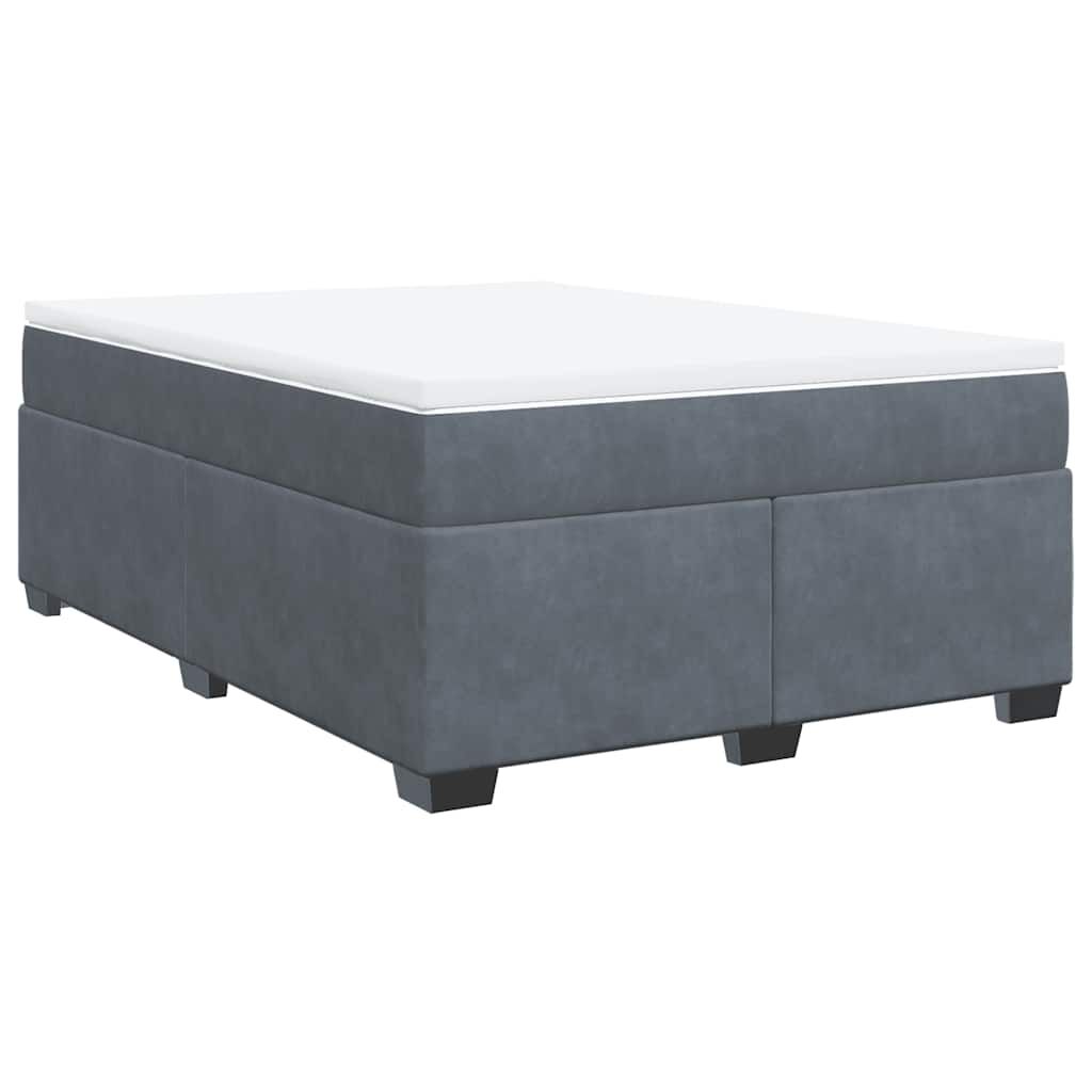 vidaXL Box Spring Bed with Mattress Dark Grey Queen Velvet