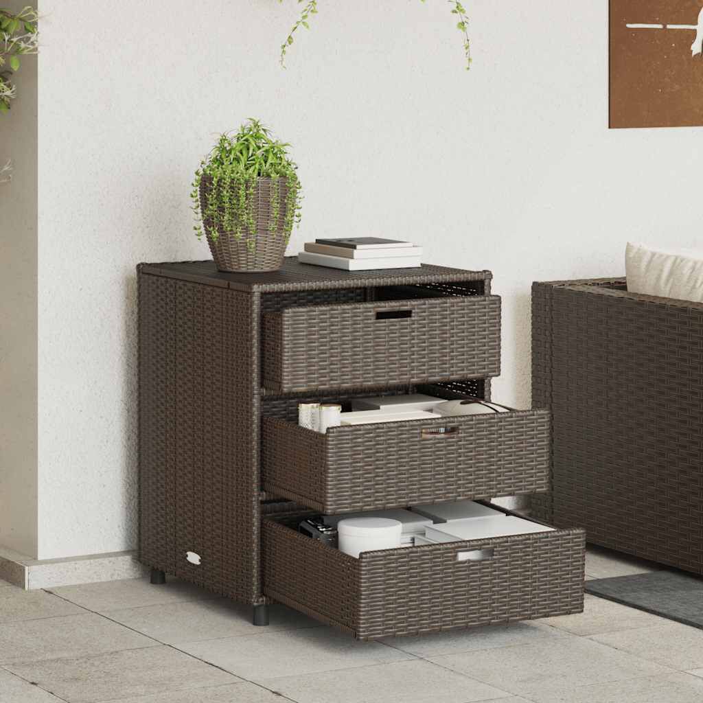 vidaXL Garden Storage Cabinet Brown 55x59x69 cm Poly Rattan
