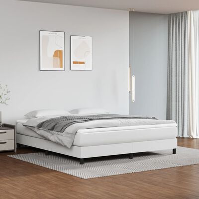vidaXL Box Spring Bed Frame White 193x203 cm King Faux Leather