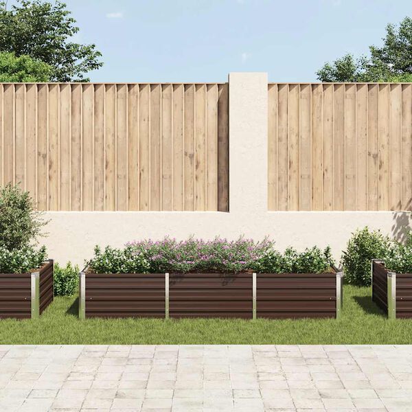 vidaXL Garden Raised Bed Brown 240x80x45 cm Galvanised Steel