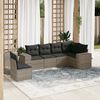 vidaXL 6 Piece Garden Sofa Set with Cushions Grey Poly Rattan