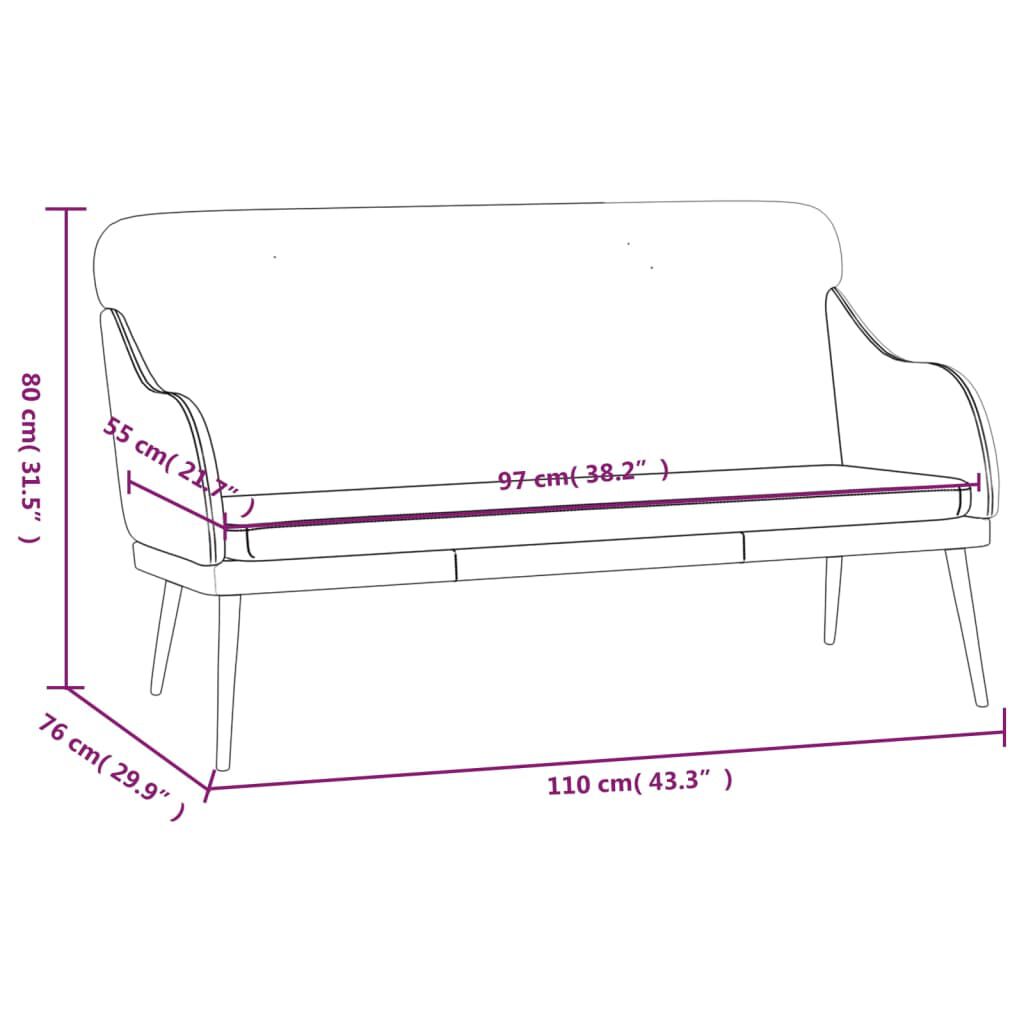 vidaXL Bench Black 110x76x80 cm Faux Leather