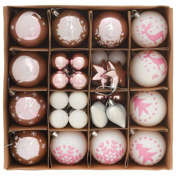 vidaXL Christmas Bauble Set 40 pcs White and Pink